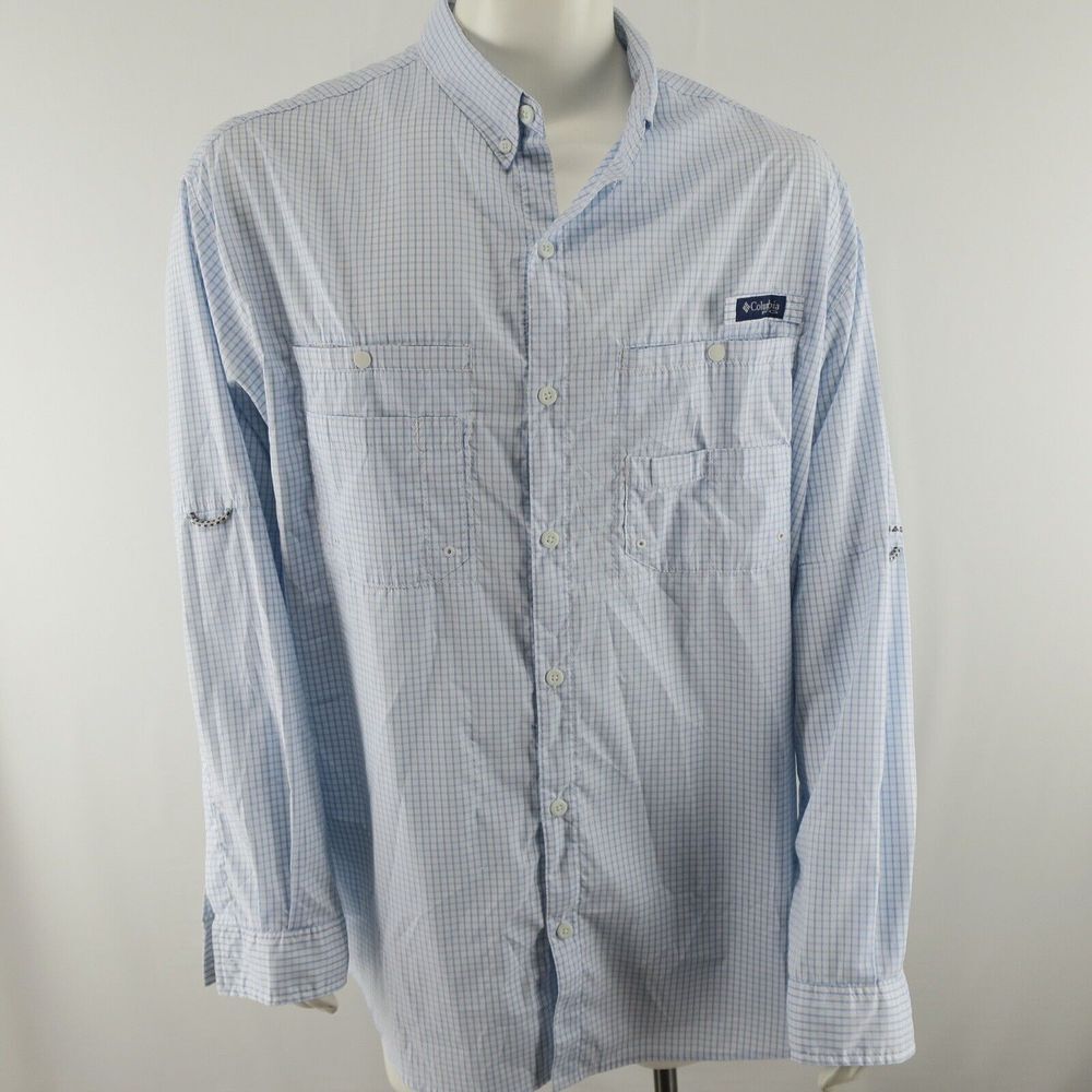 Columbia PFG Men's‎ Fishing Outdoors Vented Shirt Size 2XL Blue